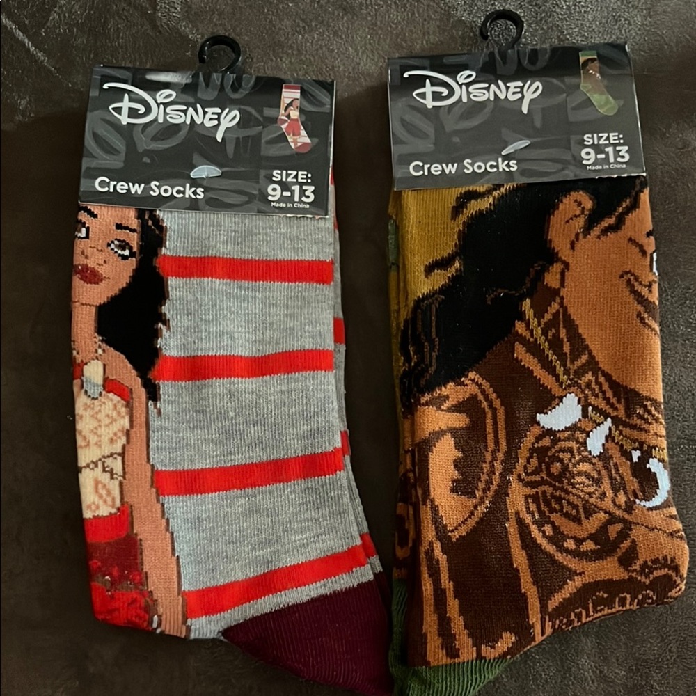 Disney Crew Socks Moana and Maui Design - Multicolor